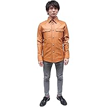 Amazon | [皮の但馬屋] レザージャケット 革シャツ メンズ 牛革